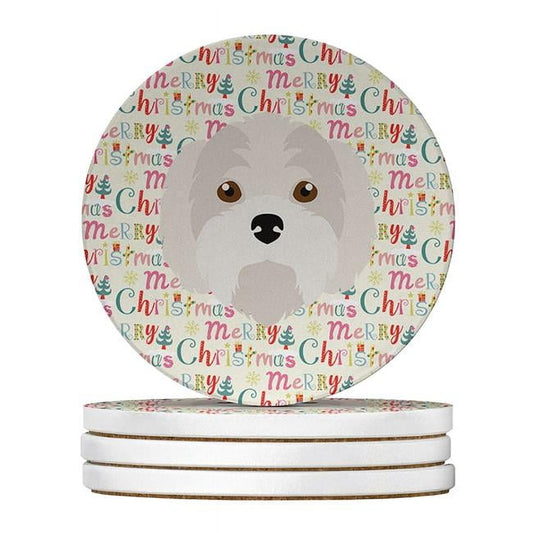 Kyi-Leo Merry Christmas Large Sandstone Coasters Pack of 4 4 in x 4 in