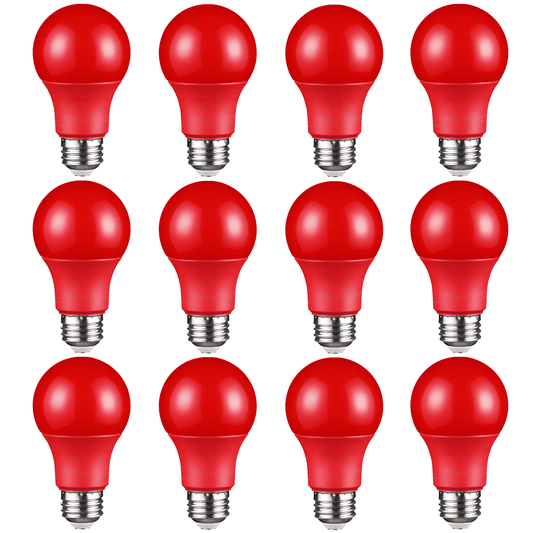 LED A19 Yellow Bulbs, 8W (40W Equivalent) Light Bulb, E26/E27 Base, Outdoor Bug Free Lights for Porch, Patio, Backyard, Entry Way, Pack of 12