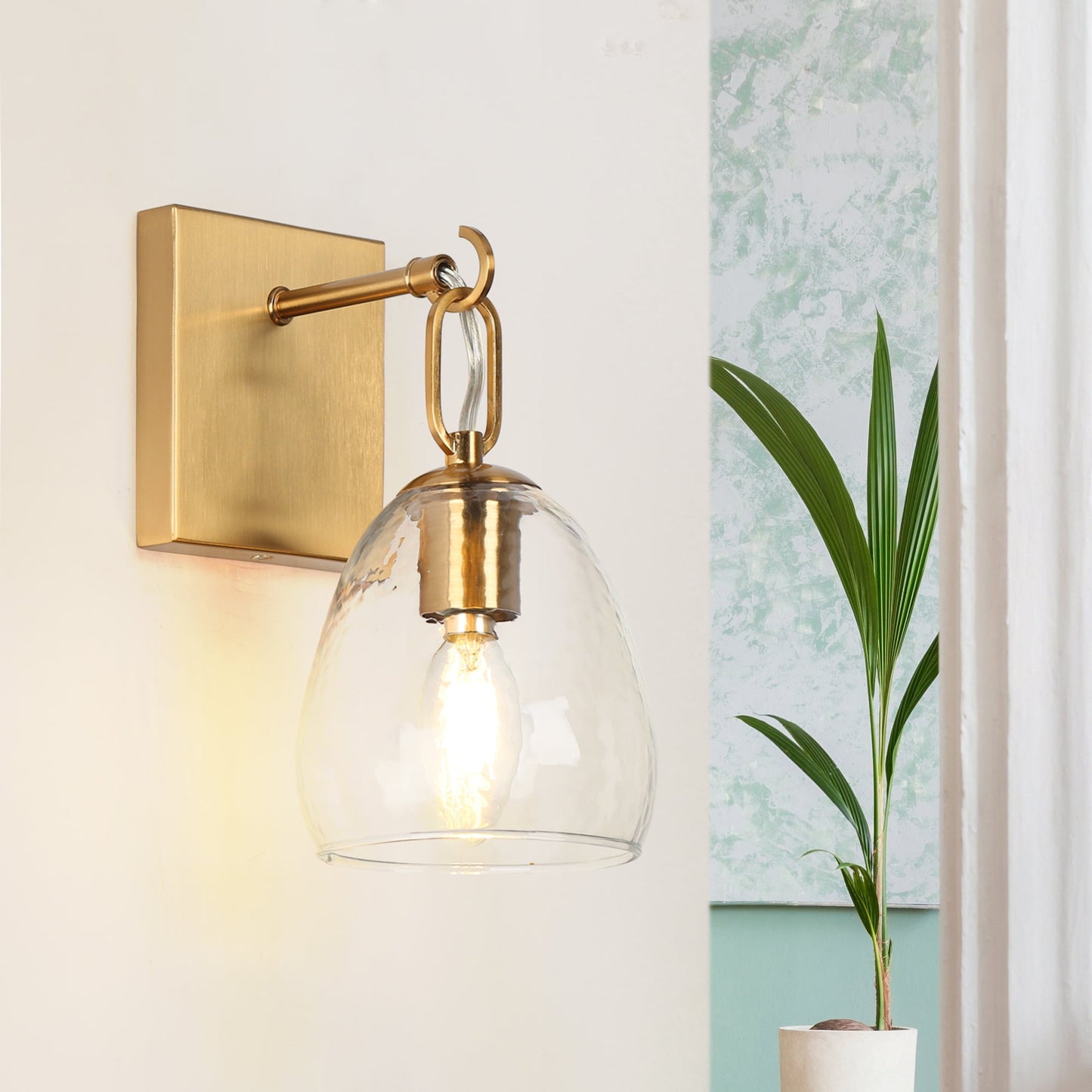 LNC Blobfish 5.1-in W 1-Light Polished Gold Modern/Contemporary LED Wall Sconce