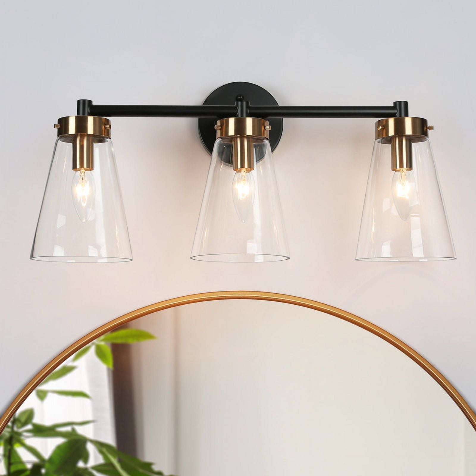 LNC Deferoiry 21.7-in 3-Light Matte Black LED Modern/Contemporary Vanity Light