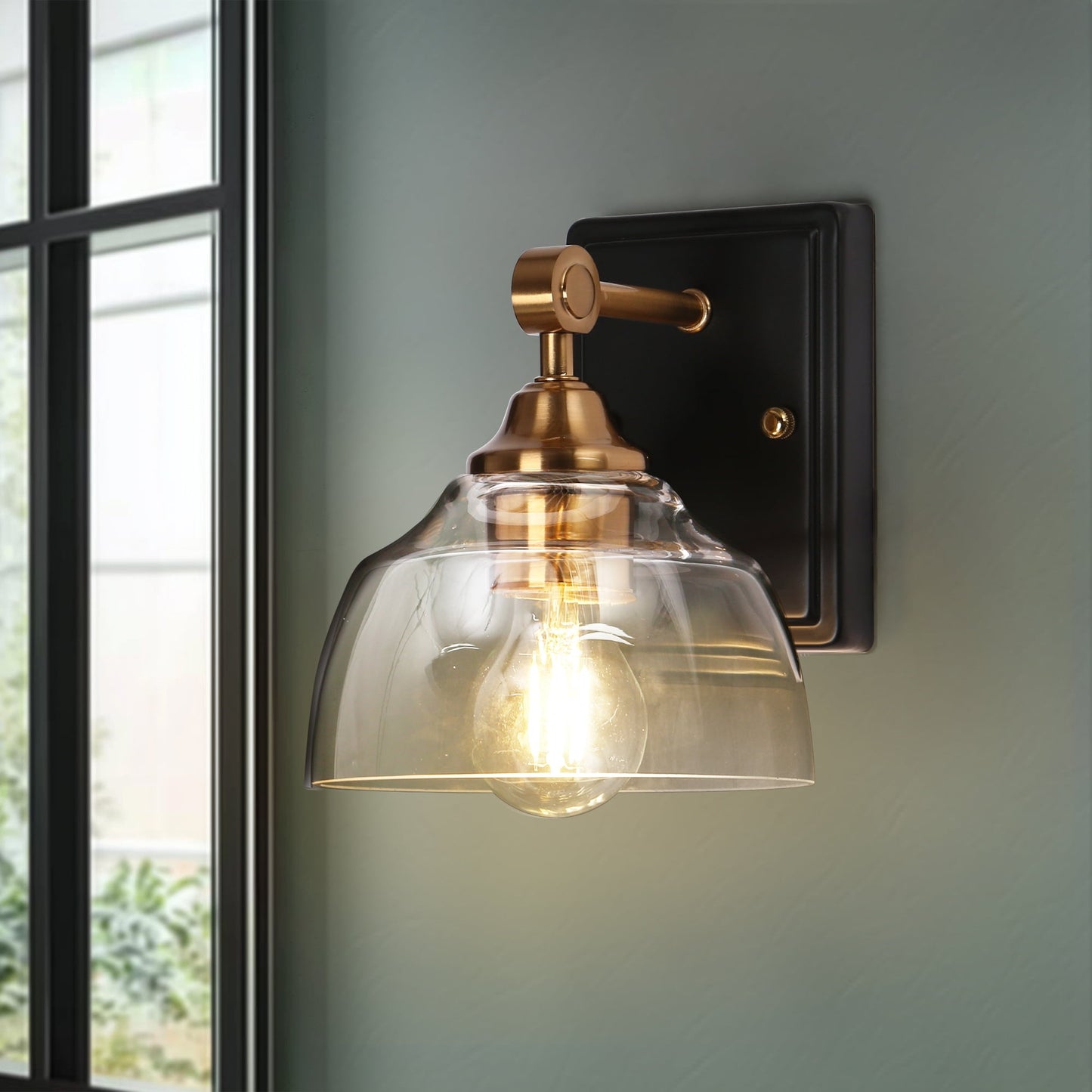 LNC Lainanger 6.3-in W 1-Light Polished Gold Modern/Contemporary LED Wall Sconce
