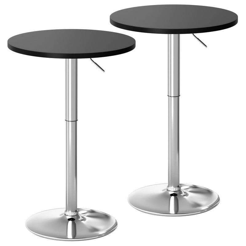 Lacoo 23.6" Adjustable Round Bistro Pub Table, Swivel Pub Table with Metal Base for Home Bar, Kitchen, Dining Room, White/Sliver