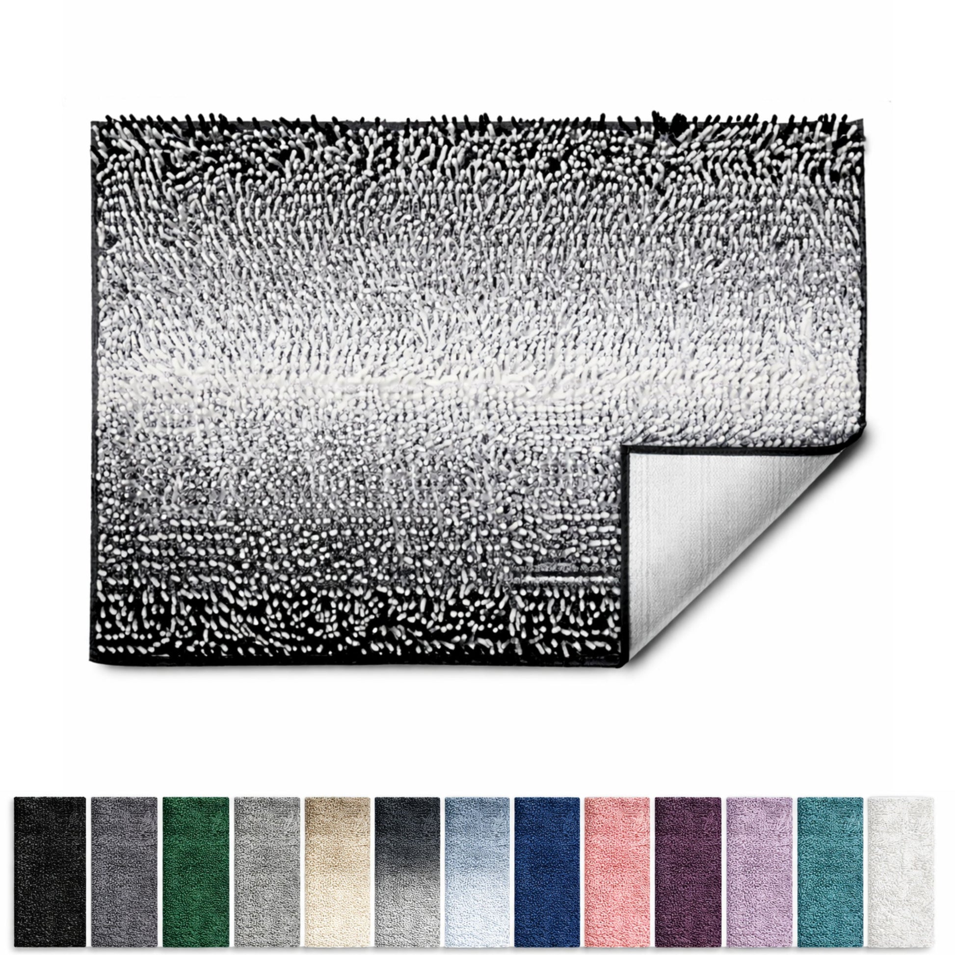 Lammaloe Chenille Bathroom Rugs Non Slip Bath Mat, 24Ã—36 Ultra Absorbent, Bath Mats for Bathroom, Black Ombre