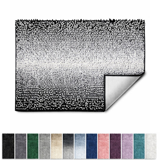 Lammaloe Chenille Bathroom Rugs Non Slip Bath Mat, 24Ã—36 Ultra Absorbent, Bath Mats for Bathroom, Black Ombre