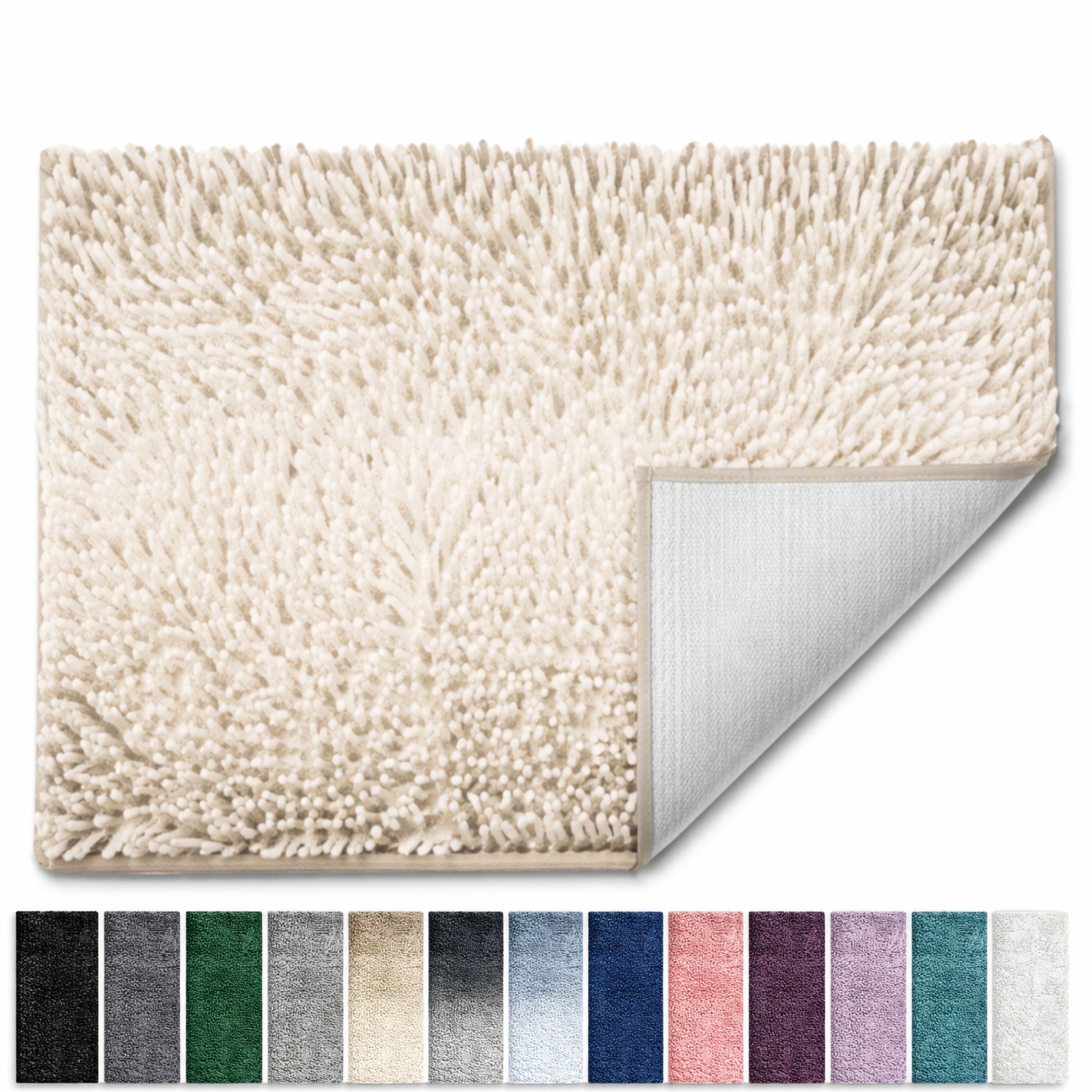Lammaloe Chenille Bathroom Rugs Non Slip Bath Mat, 26x44 Ultra Absorbent, Bath Mats for Bathroom, Oatmeal Ombre