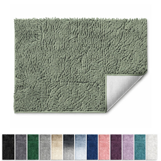 Lammaloe Chenille Bathroom Rugs Non Slip Bath Mat, 17x24 Ultra Absorbent, Bath Mats for Bathroom, White