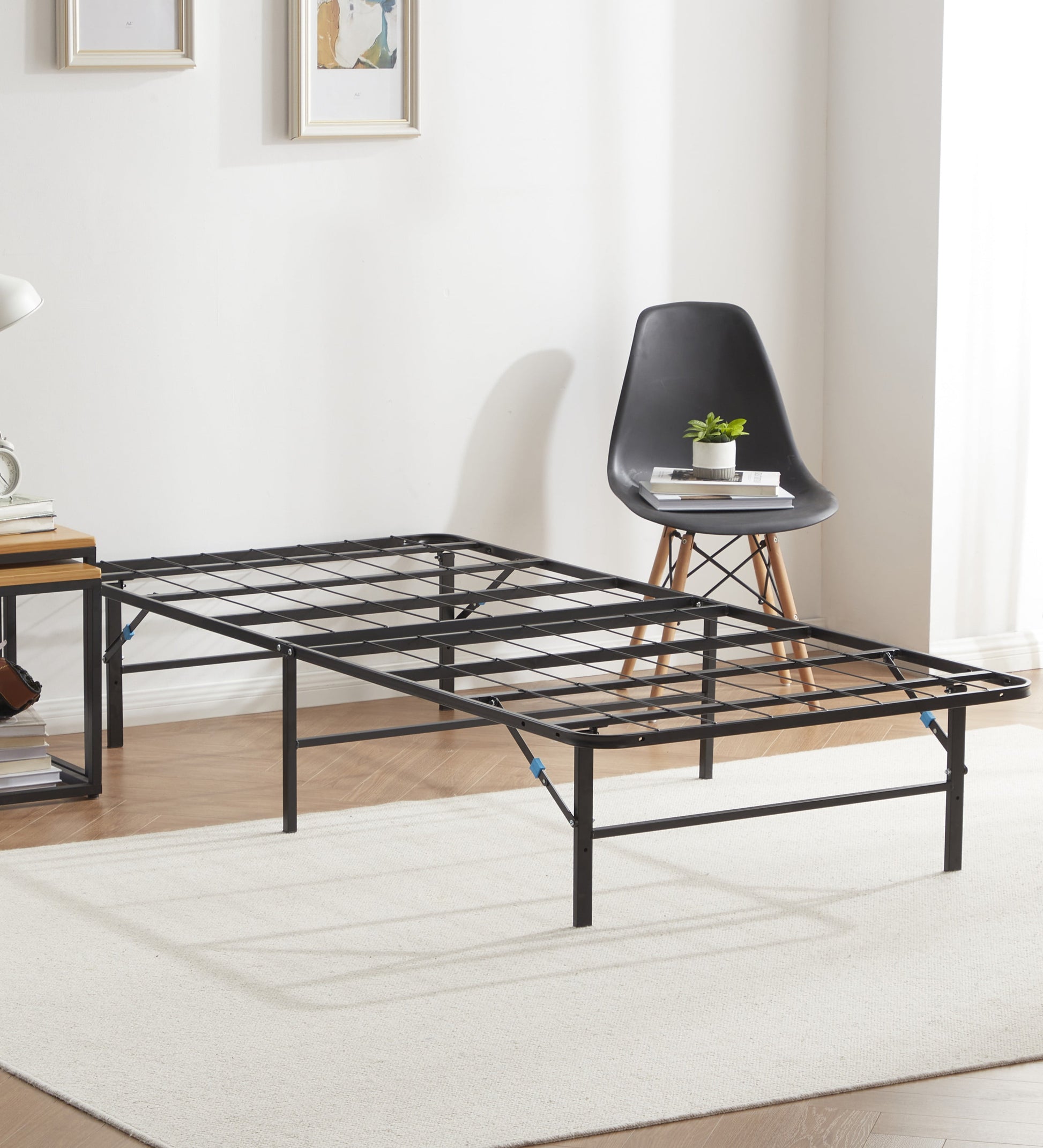 Lammaloe Foldable Bed Frame Twin with 14" Storage, Metal Platform Foldable Bed Base Twin, No Box Spring Required, Tool Free Assembly