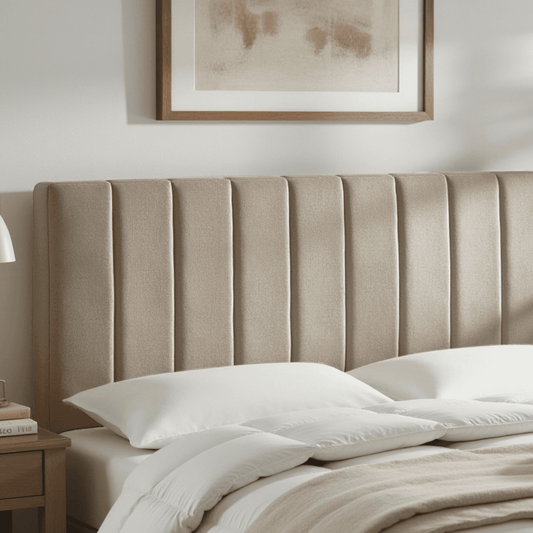 Lammlaoe Full Size Headboard, Upholstered Wall Mounted, Peel and Stick Installation, Sound Reducing 3D Panel Design, Easy Assembly, Linen