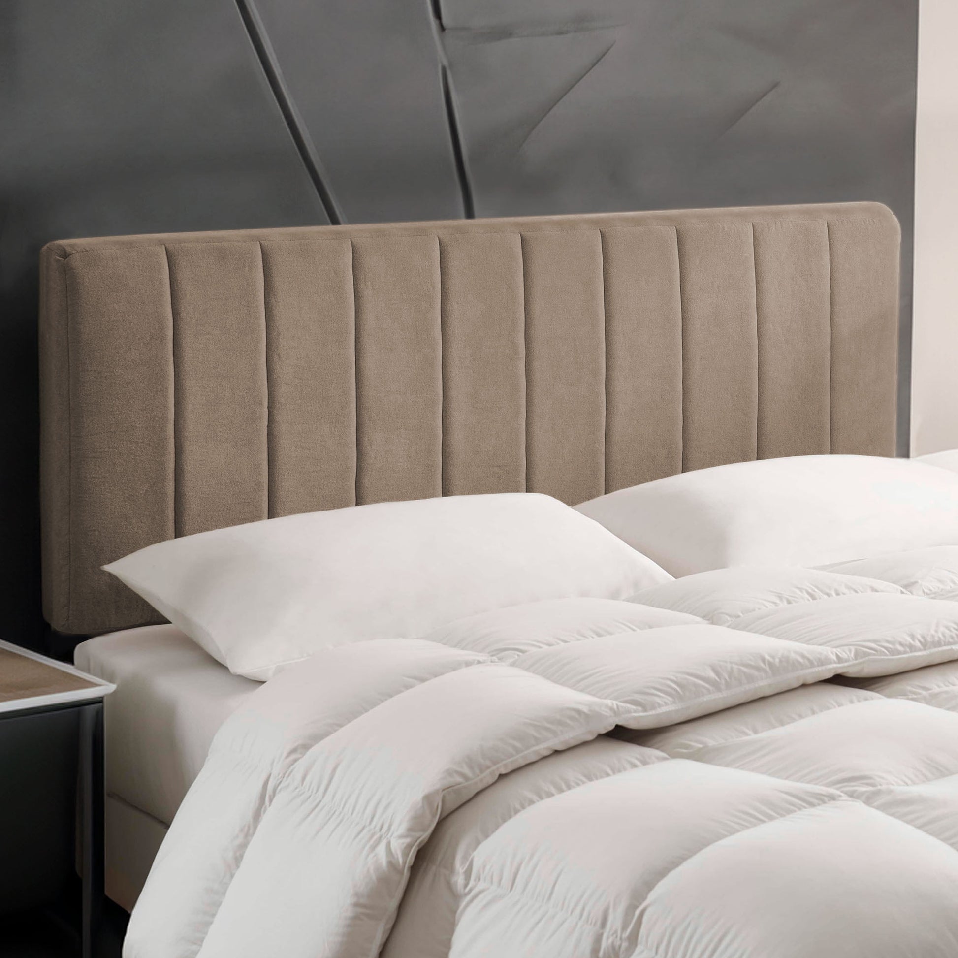 Lammlaoe Full Size Headboard, Upholstered Wall Mounted, Peel and Stick Installation, Sound Reducing 3D Panel Design, Easy Assembly, Mocha