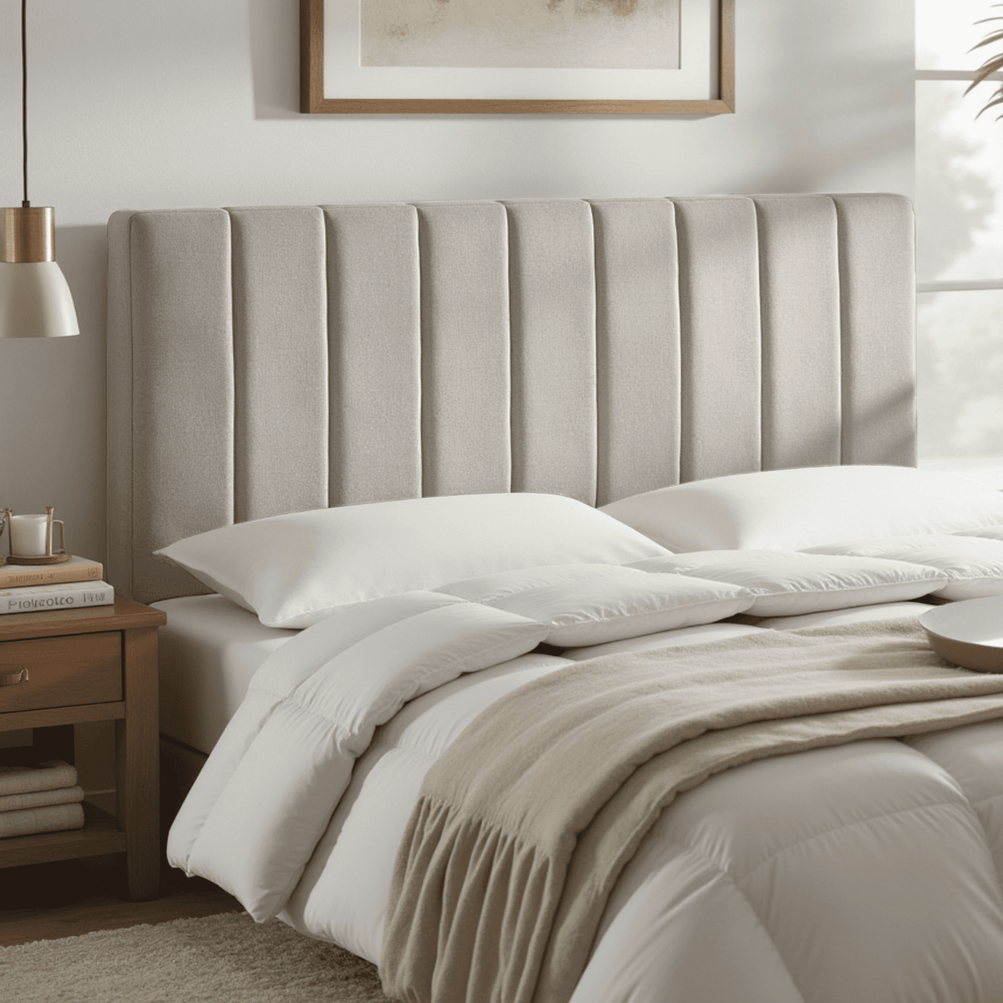 Lammlaoe King Headboard, Upholstered Wall Mounted, Peel and Stick Installation, Sound Reducing 3D Panel Design, Easy Assembly, Silver