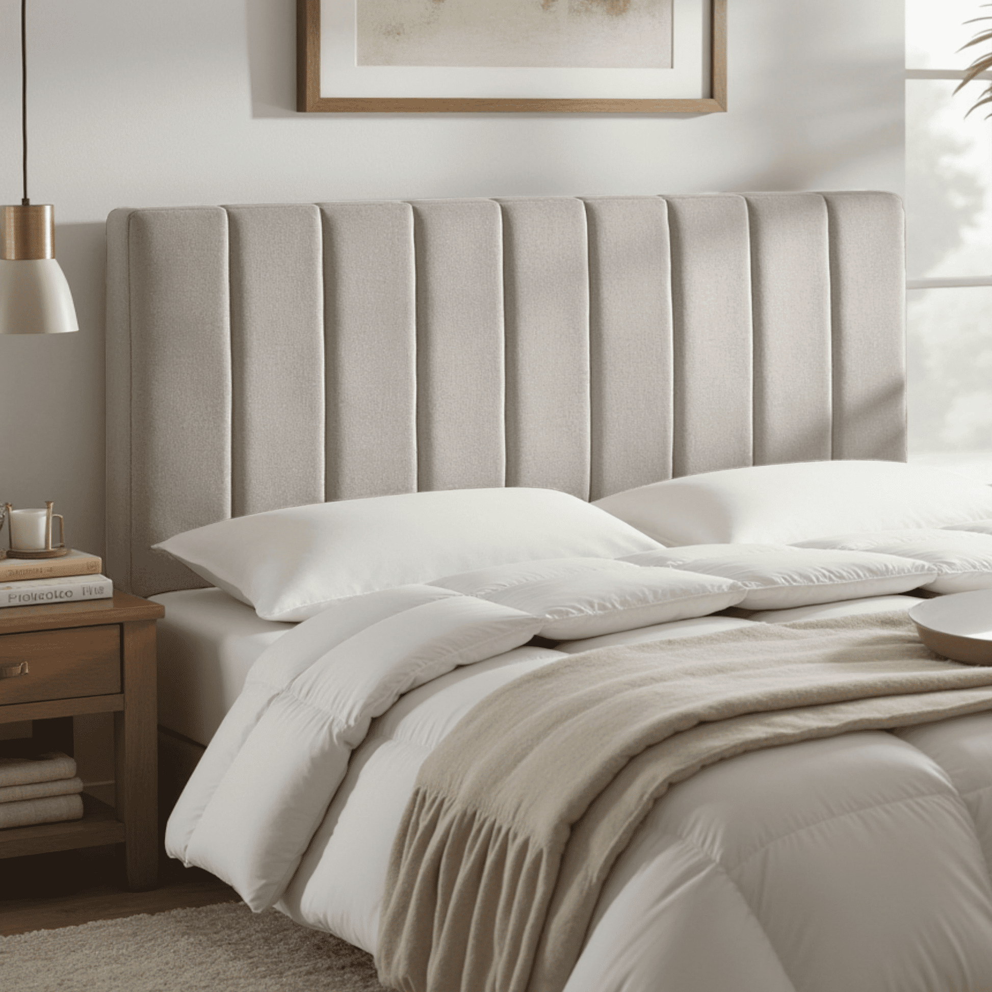 Lammlaoe Queen Headboard, Upholstered Wall Mounted, Peel and Stick Installation, Sound Reducing 3D Panel Design, Easy Assembly, Silver