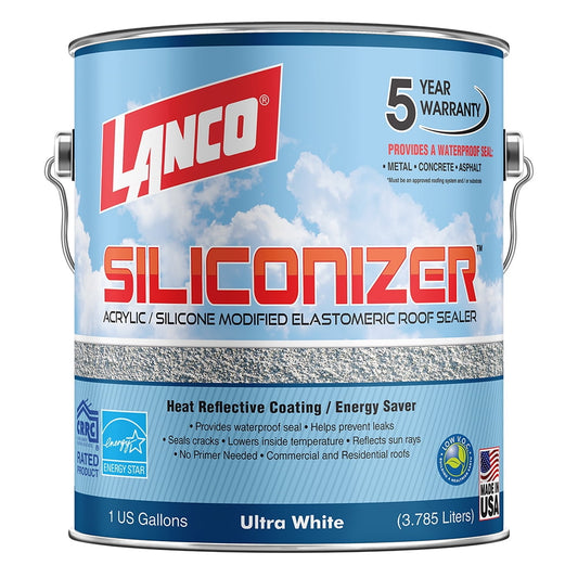 Lanco Siliconizer 1 Gal. Acrylic Elastomeric White Reflective Roof Sealer