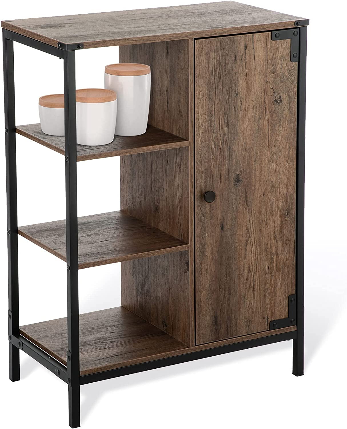 Landia Home 34"H x 24â€ W x 13"D Bathroom Cabinet with Steel Frame, 3 Shelves, Brown, CVA6114U