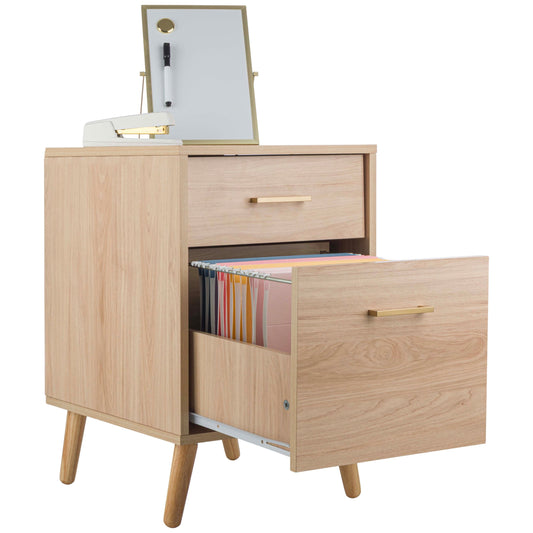 Lavish Home 2 Drawer File Cabinet with Adjustable Hanging Bars for Office Storage, Natural
