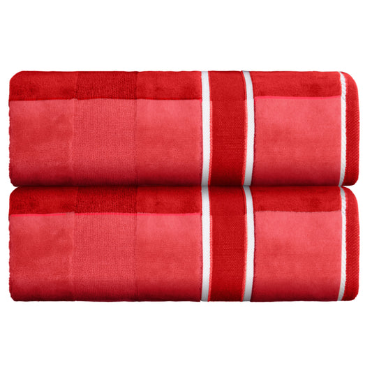 Lavish Home 2PC Cotton Towel Set - 35x70in Extra Large Bath Towels (Red)