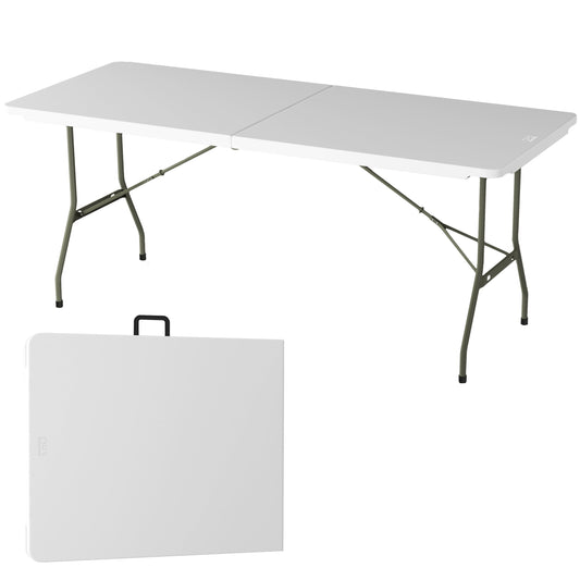 Lavish Home 6-Foot Folding Table for Picnics, Parties, and Crafts (White)
