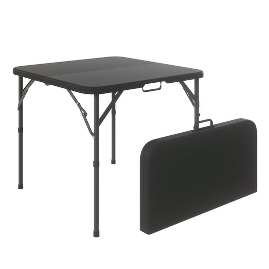 Leumius 34" Square Folding Table,Fold-in-Half Plastic Card Table,Picnic Party Event Dining Camp Table for Indoor Outdoor,Black