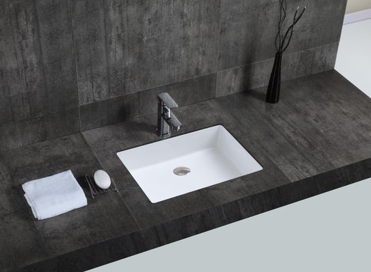Lila Undermount Ceramic Basin Sink, Glossy White