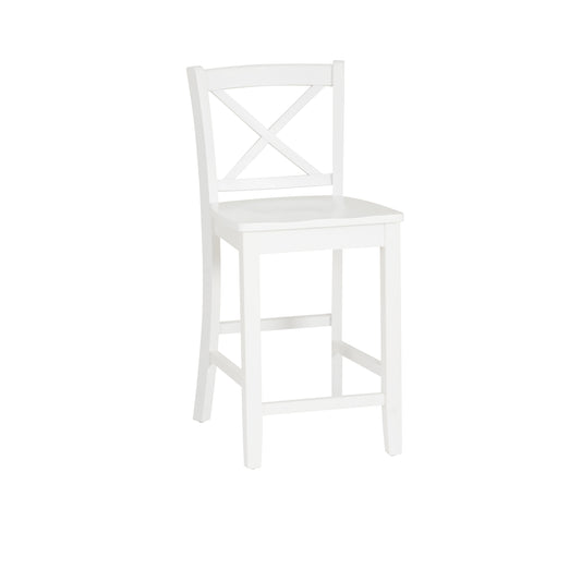 Linon Torino 24" Cross-Back Indoor Wood Counter Stool, White