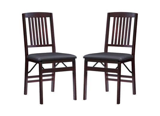 Linon Triena Silla de Comedor con Respaldo Tipo MisiÃ³n de Madera en MarrÃ³n Espresso (Juego de 2)