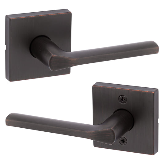 Kwikset Lisbon Square Passage Lever Doorknob Venetian Bronze