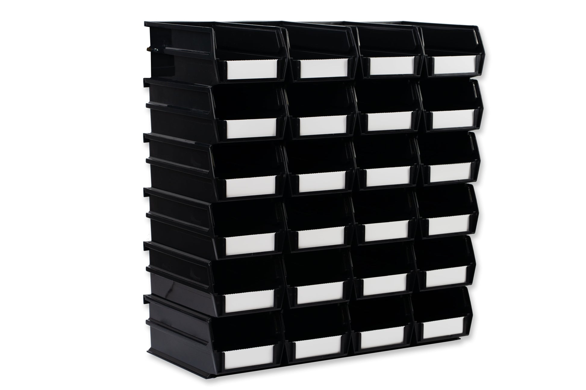 LocBin 7-3/8 In. L x 4-1/8 In. W x 3 In. H Black Stacking, Hanging, Interlocking Polypropylene Bins, 24 CT