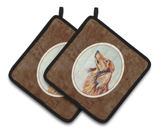 Long Haired Red Dachshund Pair of Pot Holders