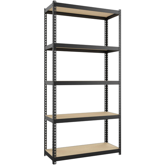 Lorell Narrow Steel Shelving - 60" Height X 30" Width X 12" Depth - 28% Recycled - Black - Steel - 1 Each