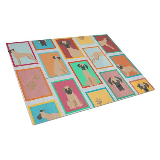 Lots of Fawn Great Dane Glass Cutting Board Large 12 in x 15 in