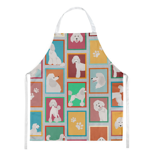 Lots of White Standard Poodle Apron 27 in x 30 in