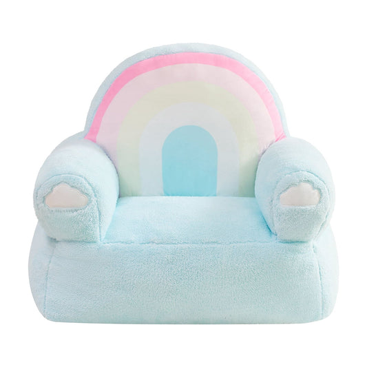 Lounge & Co Kids Rainbow Large Foam Filled Bean Bag Chair, Blue Plush, 25" W x 20" D x 23" H