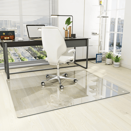 Lumora 46.1" x 55" Heavy Duty Hard Tempered Glass Mat Glass Chair Mat,Clear