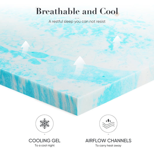 MAYEERTY 2in Full Size Memory Foam Mattressï¼ŒGel Mattress for Cool Sleep Pressure Relief