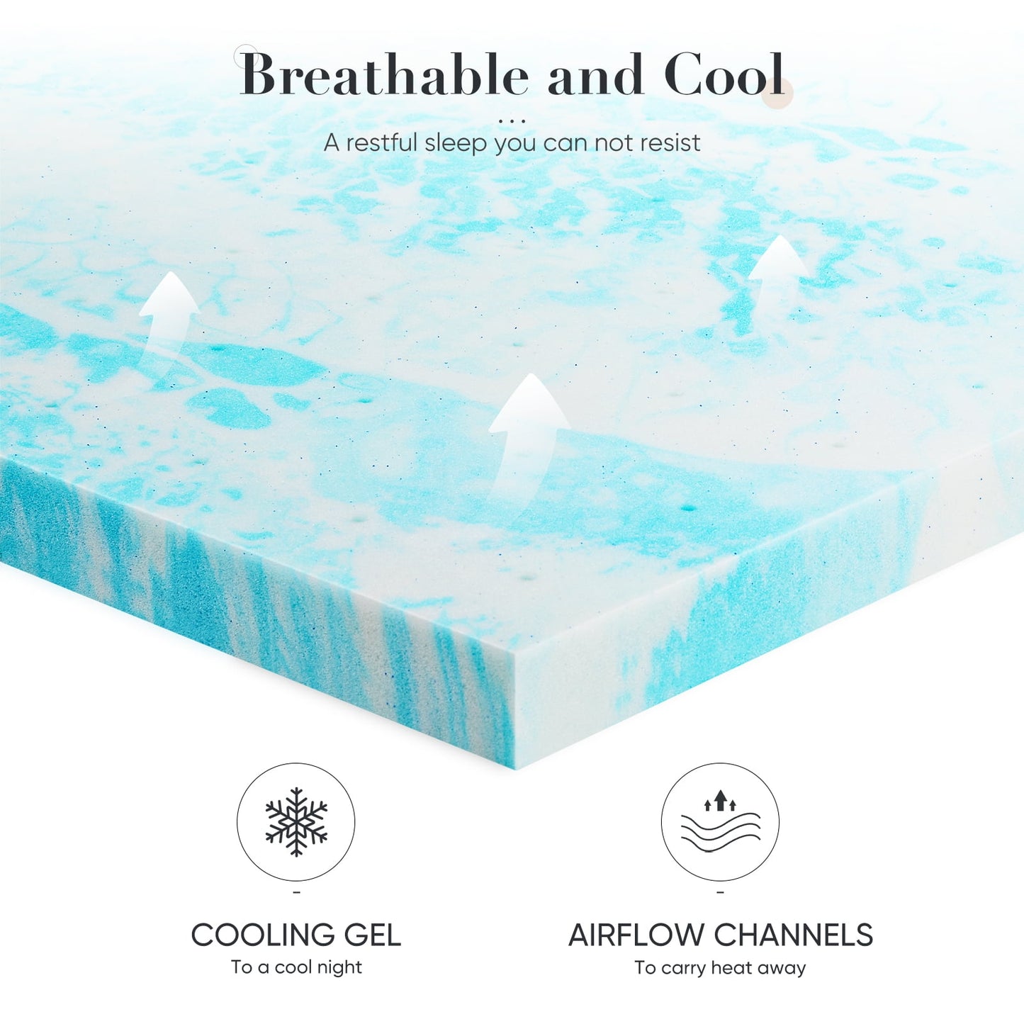 MAYEERTY 2in King Size Memory Foam Mattressï¼ŒGel Mattress for Cool Sleep Pressure Relief