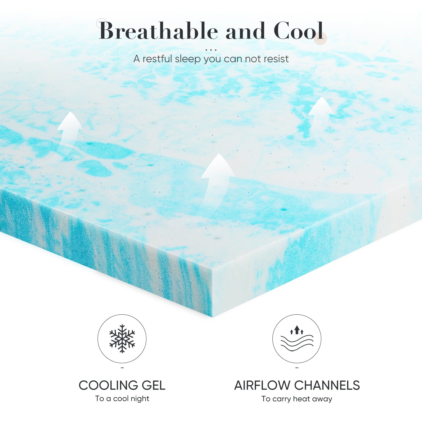 MAYEERTY 2in Twin XL Size Memory Foam Mattressï¼ŒGel Mattress for Cool Sleep Pressure Relief