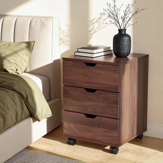 MAYEERTY 16*22"Brown 3-Drawer Vertical Wood File Cabinet with Casters for Home Office, Fully Assembled