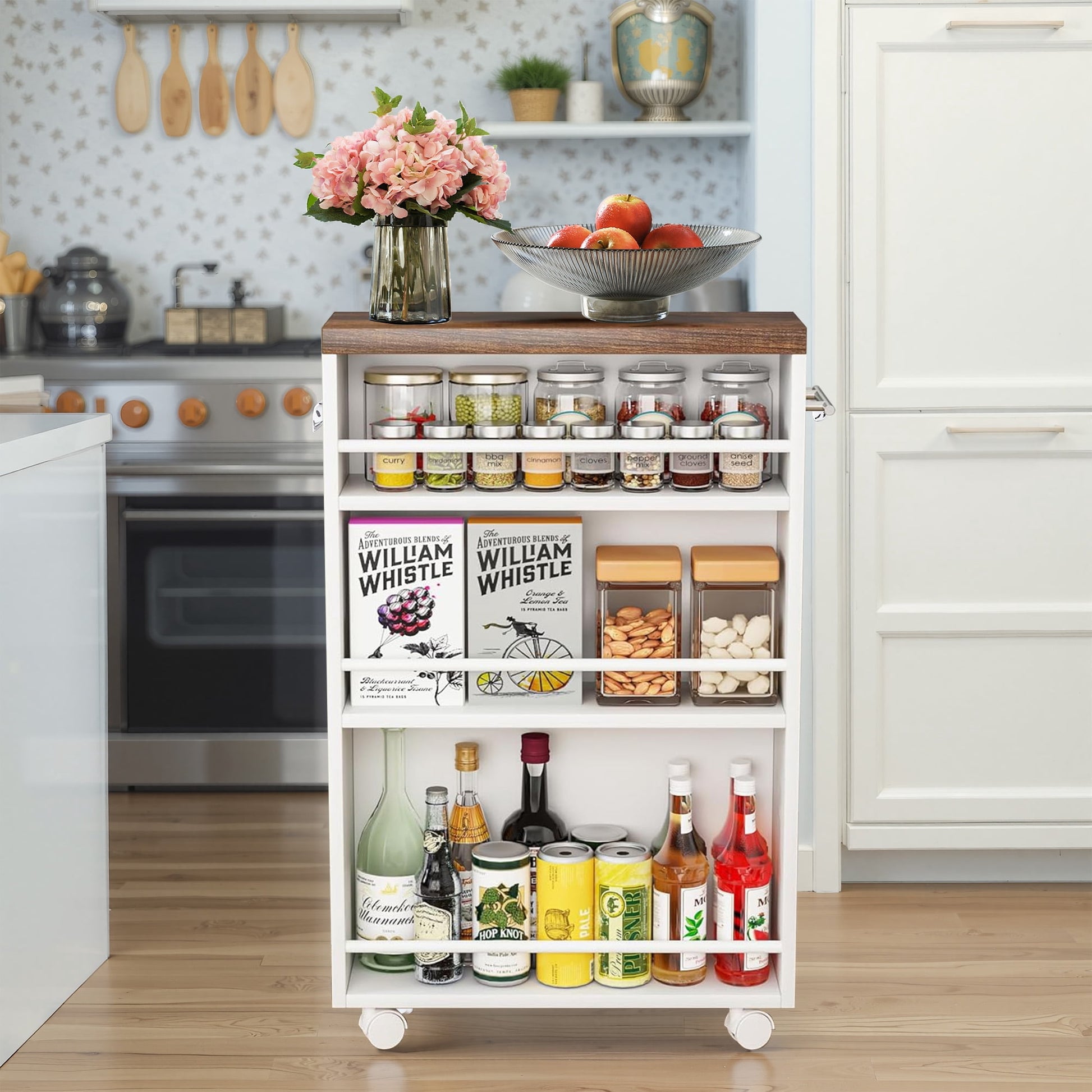 MAYEERTY 4-Tier Slim Rolling Storage Cart, Lockable Wheels Narrow Gap Organizer for Kitchen Bathroom Office