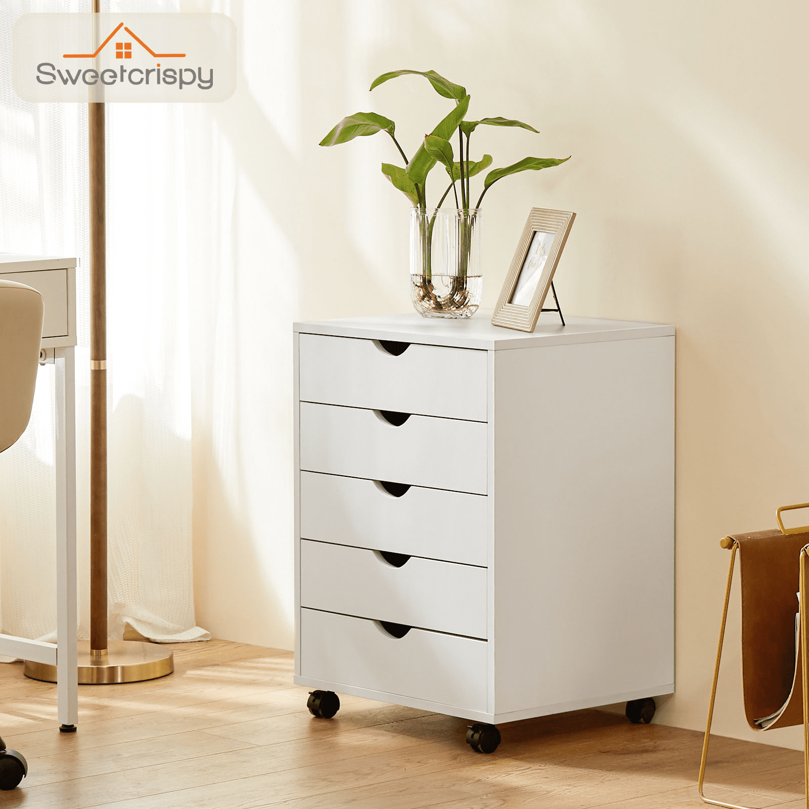 MAYEERTY 5-Drawer Mobile File Cabinet, Storage Cabinet Dressers with Wheels Mobile Organizer Drawers for Office, Bedroom, Home