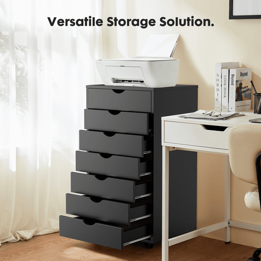 MAYEERTY 7-Drawer Mobile File Cabinet, Storage Cabinet Dressers with Wheels Mobile Organizer Drawers for Office, Bedroom, Home