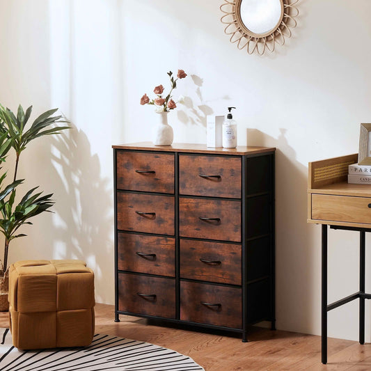 MAYEERTY 8 Drawer Dresser, Fabric Storage Dresser for Bedroom, Living Room, Black
