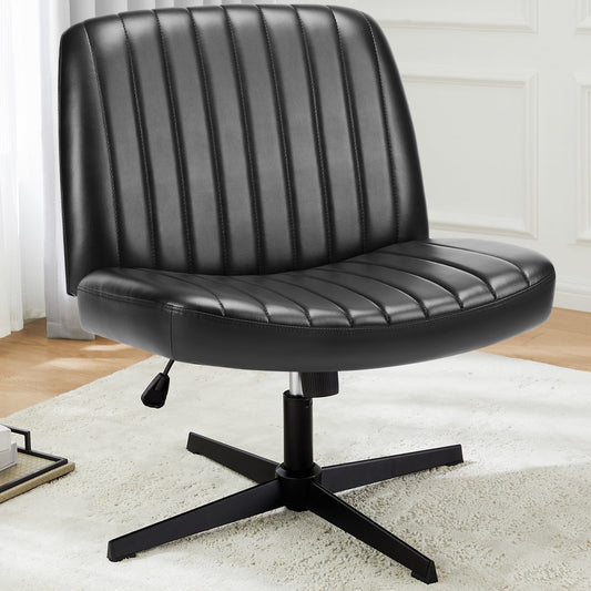 MAYEERTY Armless Criss Cross Chair Office Chair Vanity Chair for Bedroom Officeï¼ŒBlack