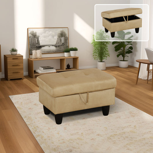 MAYEERTY Flannel Ottoman with Storage for Modular Sectional Sofa, Beige