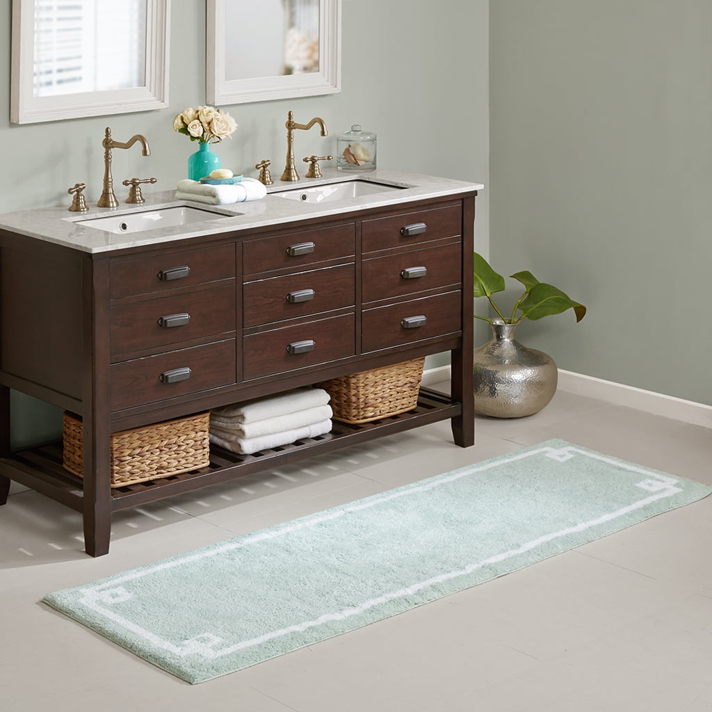 MAYEERTY Medium Pile Cotton Tufted Bathroom Rug, Seafoam, 24"W x 72"L