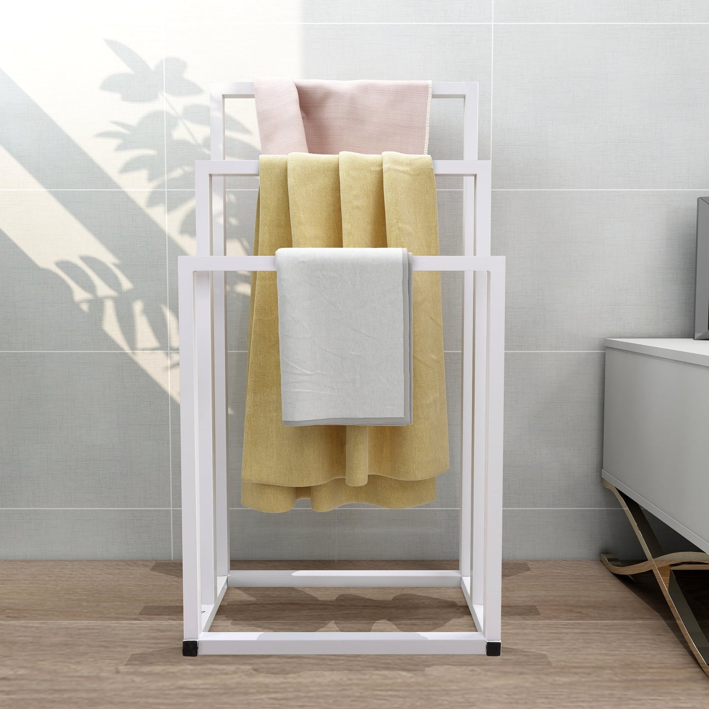 MAYEERTY Metal Freestanding Towel Rack 3 Tiers Hand Towel Holder Organizer for Bathroom Accessories,Black