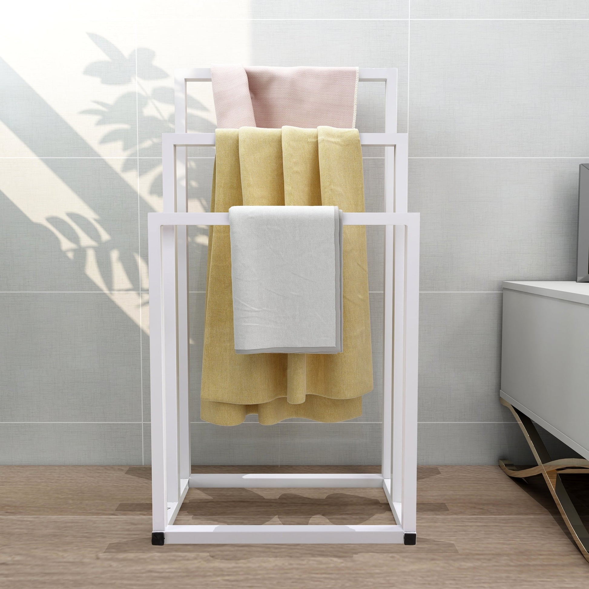 MAYEERTY Metal Freestanding Towel Rack 3 Tiers Hand Towel Holder Organizer for Bathroom Accessories,Black