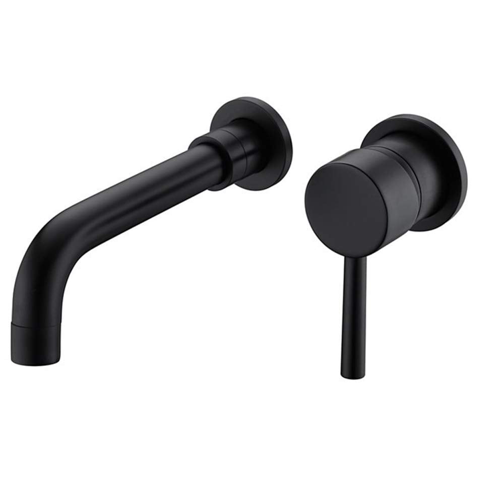 MAYEERTY Wall Mount Single Handle Bathroom Faucet: Contemporary Curved Design, Solid Brass