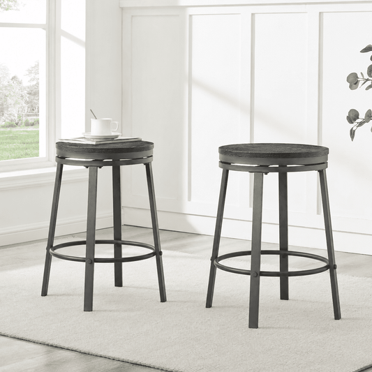 MOONMISS 360Â° Degree Swivel Bar Stool - Counter Height Metal Frame Stool for Kitchen Island, Home Bar &Cafe(Setof 2),Black