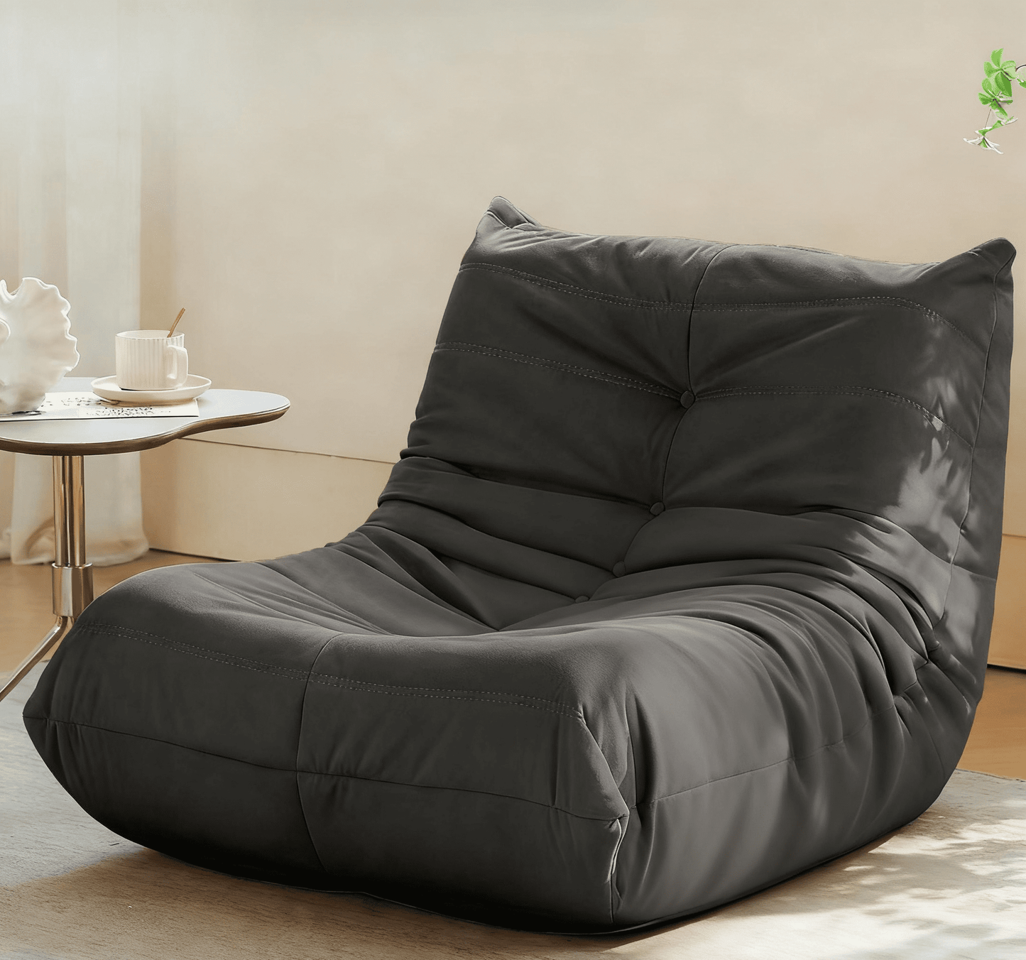 MOONMISS Armless Bean Bag Chairs for Adults,Memory Foam Bean Bag Chair for Living Room Bedroom Officeï¼ŒGray