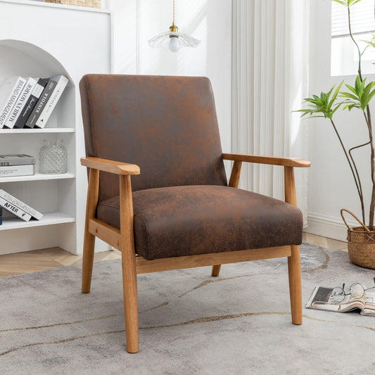 MOONMISS Mid-Century Modern Arm Chair,Classic Vintage Open-Framed Accent Chair,Light Brown