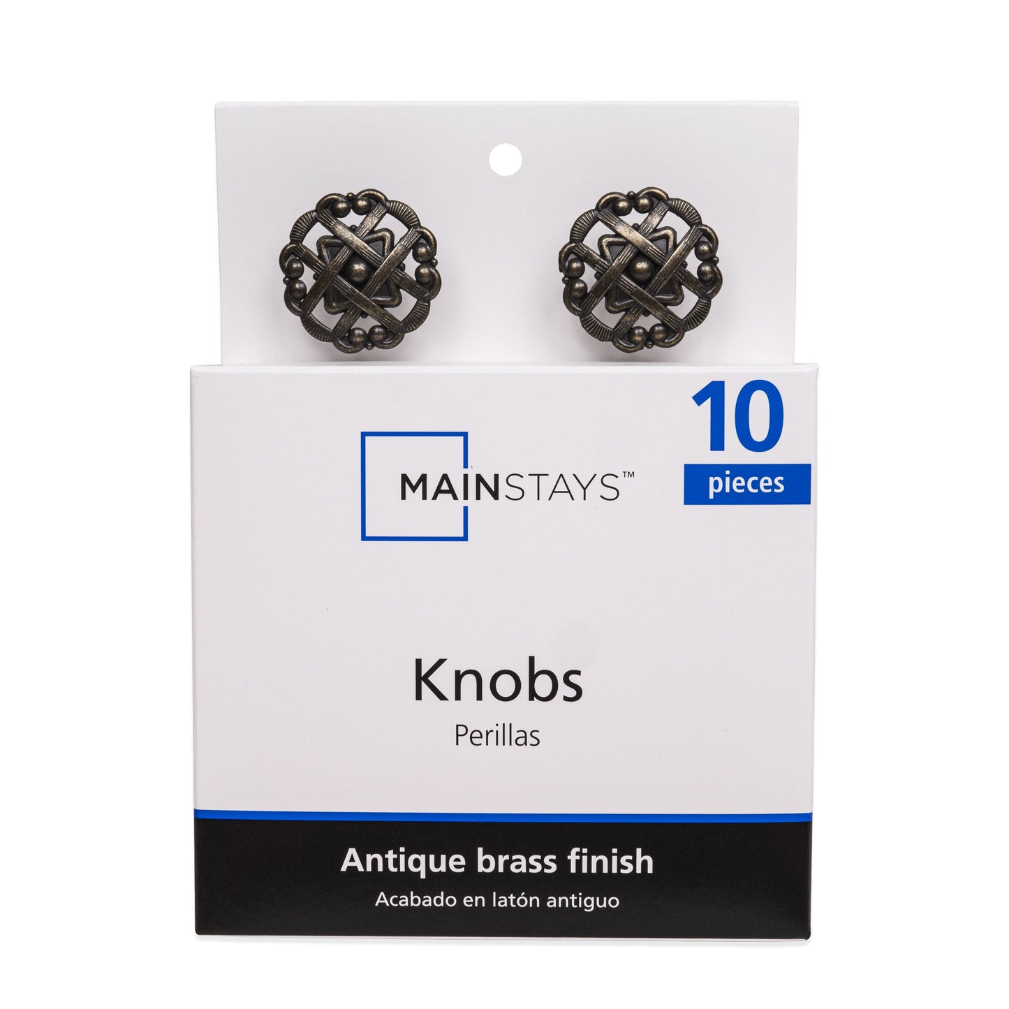Mainstays 1-10/16" (41mm) Weave Cabinet Knob, Antique Brass, 10 Pack